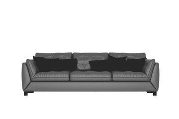 Modern Black Sofa, seat on white background