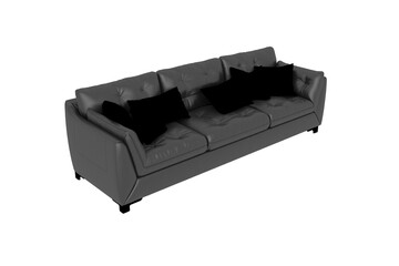 Modern Black Sofa, seat on white background