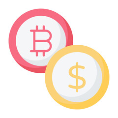 Bitcoin In Dollar Flat Icon
