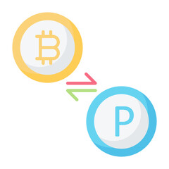 Bitcoin To Paypal Flat Icon