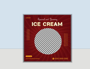 Ice cream social media post design template.