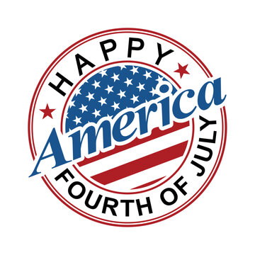 America Happy Fourth of July concept. Independence Day 4th of July patriotic banner, greeting card, poster. American federal national holiday, vector.