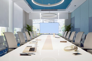 Modern meeting, board room. 3d rendering
