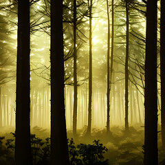 morning in the forest created with generative AI technology
