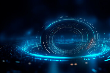 Digital Analysing and Loading Data HUD Display. loading, analysing data, rotating circles, moving graphs, sliders, HUD circle interfaces. High Tech Concept Element with alpha channel. Ai generated