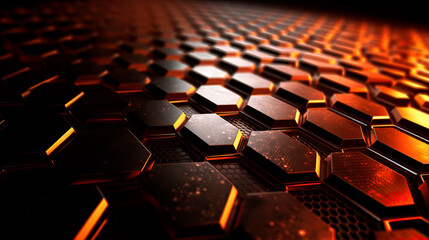 Fototapeta premium Abstract background hexagon pattern with glowing lights - Generative Ai
