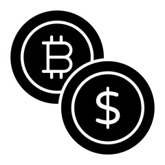 Bitcoin In Dollar Glyph Icon