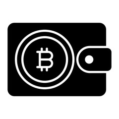 Obraz premium Bitcoin Wallet Glyph Icon