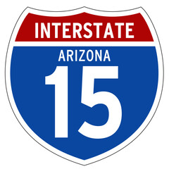 Interstate 15 Sign, I-15, Arizona, Isolated Road Sign vector