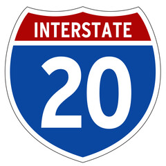 Interstate 20 Sign, I-20, STATE, Isolated Road Sign vector