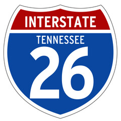 Interstate 26 Sign, I-26, Tennessee, Isolated Road Sign vector