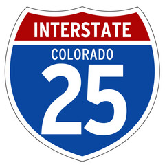 Interstate 25 Sign, I-25, Colorado, Isolated Road Sign vector