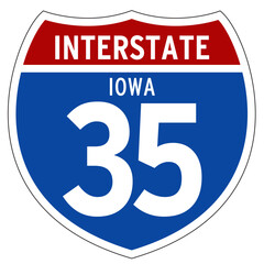 Interstate 35 Sign, I-35, Iowa, Isolated Road Sign vector