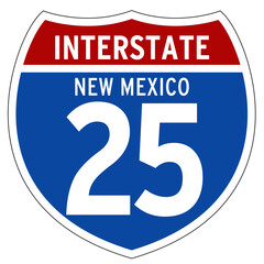 Interstate 25 Sign, I-25, New Mexico, Isolated Road Sign vector