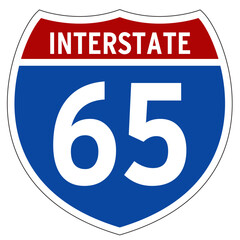 Interstate 65 Sign, I-65, Isolated Road Sign vector