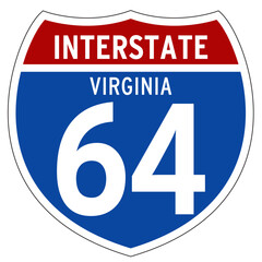 Interstate 64 Sign, I-64, Virginia, Isolated Road Sign vector