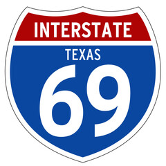 Interstate 69 Sign, I-69, Texas, Isolated Road Sign vector