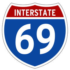 Interstate 69 Sign, I-69, Isolated Road Sign vector