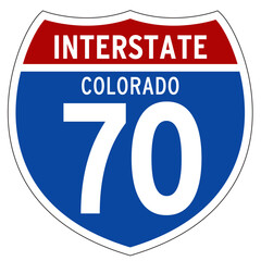 Interstate 70 Sign, I-70, Colorado, Isolated Road Sign vector