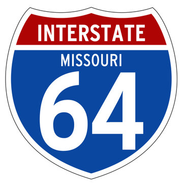 Interstate 64 Sign, I-64, Missouri, Isolated Road Sign vector