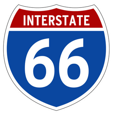 Interstate 66 Sign, I-66, Isolated Road Sign vector