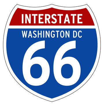 Interstate 66 Sign, I-66, Washington DC, Isolated Road Sign vector