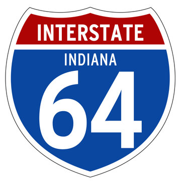 Interstate 64 Sign, I-64, Indiana, Isolated Road Sign vector
