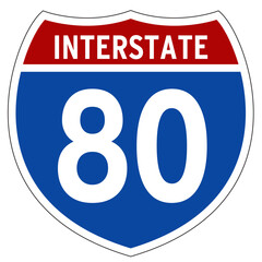 Interstate 80 Sign, I-80, Isolated Road Sign vector
