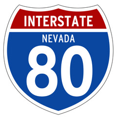 Interstate 80 Sign, I-80, Nevada, Isolated Road Sign vector
