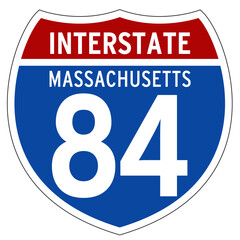 Interstate 84 Sign, I-84, Massachusetts, Isolated Road Sign vector