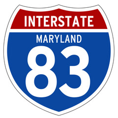 Interstate 83 Sign, I-83, Maryland, Isolated Road Sign vector
