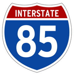 Interstate 85 Sign, I-85, Isolated Road Sign vector
