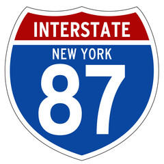 Interstate 87 Sign, I-87, New York, Isolated Road Sign vector
