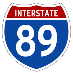 Interstate 89 Sign, I-89, Isolated Road Sign vector
