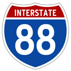 Interstate 88 Sign, I-88, Isolated Road Sign vector
