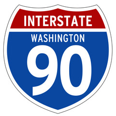 Interstate 90 Sign, I-90, Washington, Isolated Road Sign vector
