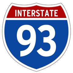Interstate 93 Sign, I-93, Isolated Road Sign vector