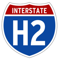 Interstate H2 Sign, I-H2, Hawaii, Isolated Road Sign vector