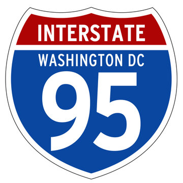 Interstate 95 Sign, I-95, Washington DC, Isolated Road Sign vector