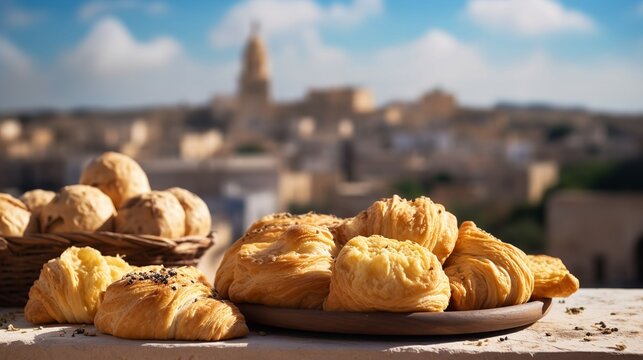 Maltese Pastizzi in a Rustic Village Setting