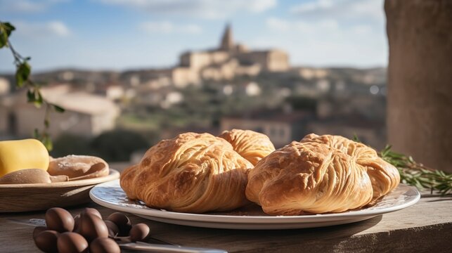 Maltese Pastizzi in a Rustic Village Setting