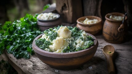Irish Colcannon in a Countryside Cottage - obrazy, fototapety, plakaty
