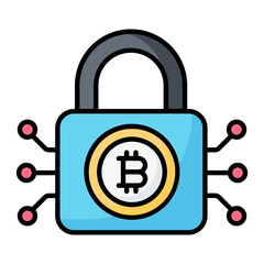 Bitcoin Encryption Line Color Icon