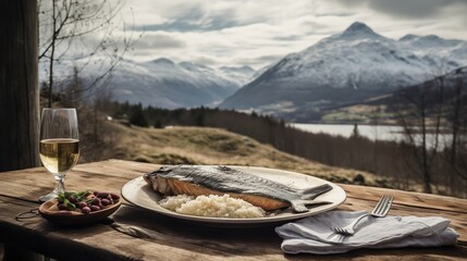 Norwegian Rakfisk in a Fjord Setting - obrazy, fototapety, plakaty