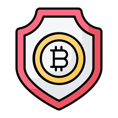 Secure Bitcoin Line Color Icon