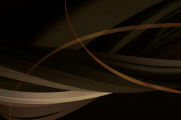 Brown Color strip wave paper with gold line. Abstract texture background.