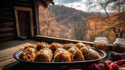 Foto op Canvas Transylvanian Cabbage Rolls amidst Romanian Foothills © VisualMarketplace