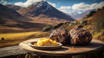 Scottish Haggis in Highland Atmosphere