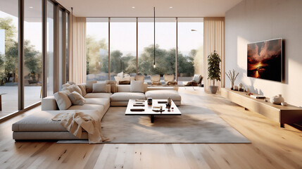 Luxury Living Room Interior - Generative Ai