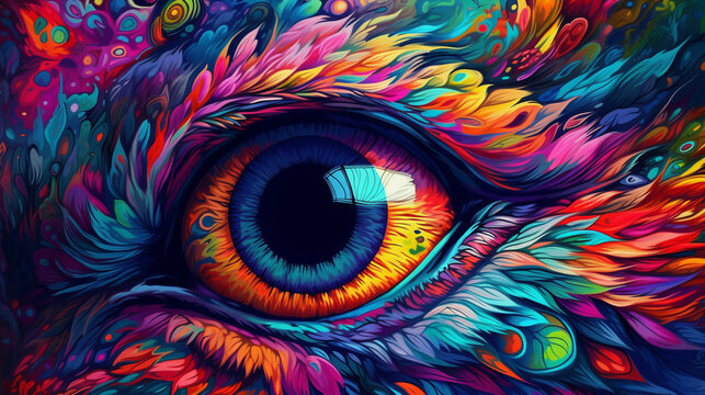 trippy lsd animal eye colourfull 